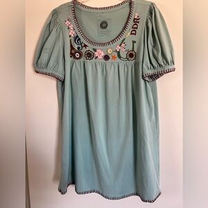 Double D Ranch Light Blue Top with Red Accents